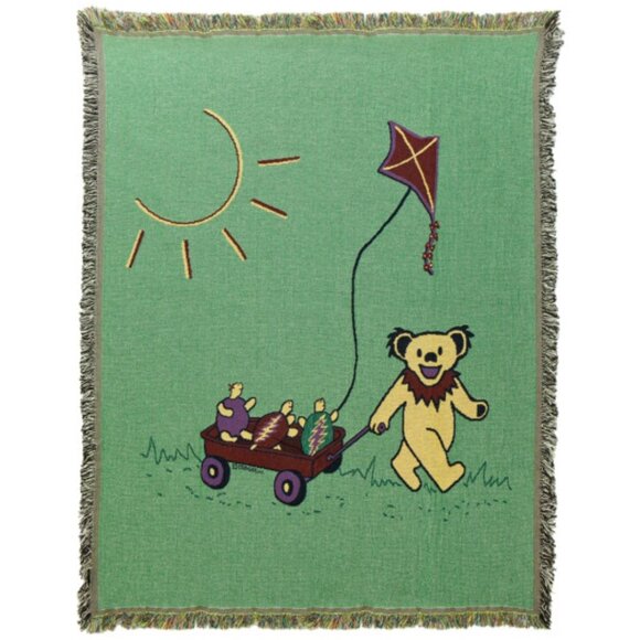 Grateful Dead Bear & Terrapins Woven Blanket ~ 53" x 69" ~ Licensed ~ Brand New! - Picture 2 of 3
